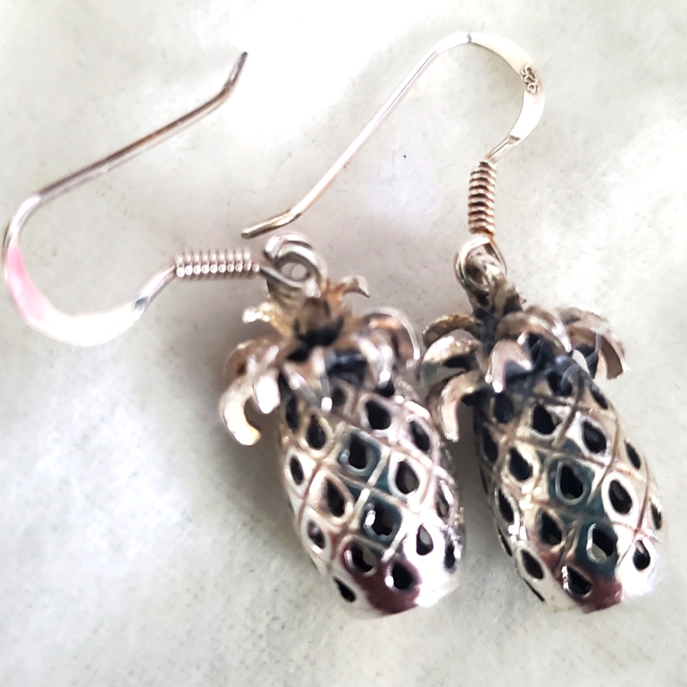 Sterling silver pineapple earrings
